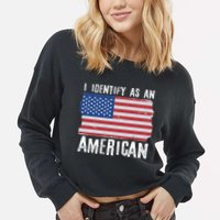 I Identify As An American Proud US American Cropped Pullover Crew