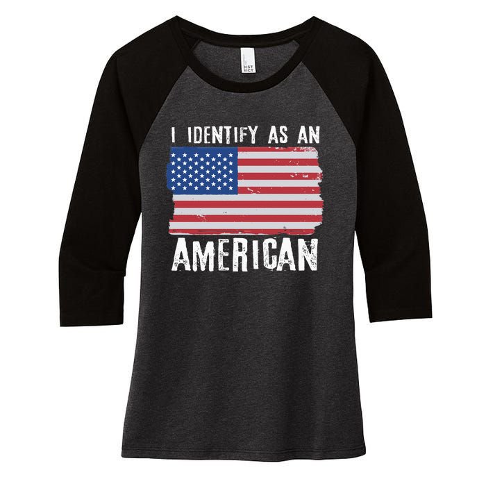 I Identify As An American Proud US American Women's Tri-Blend 3/4-Sleeve Raglan Shirt