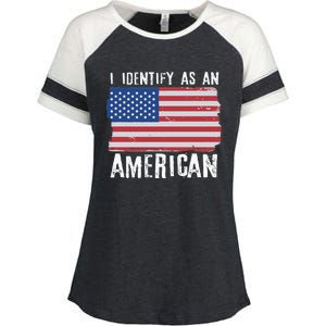 I Identify As An American Proud US American Enza Ladies Jersey Colorblock Tee