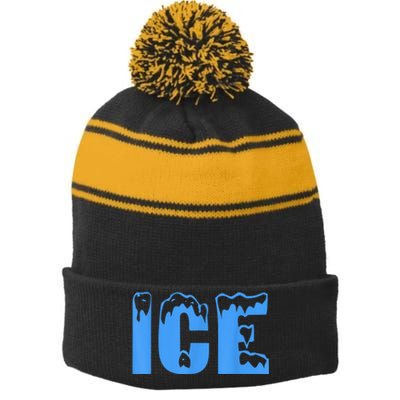 Ice Ice And Baby Family Funny Halloween Costume Couples Stripe Pom Pom Beanie