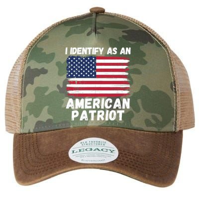 I Identify As An American Patriot 4th Of July USA Flag American My Pride Flag Legacy Tie Dye Trucker Hat