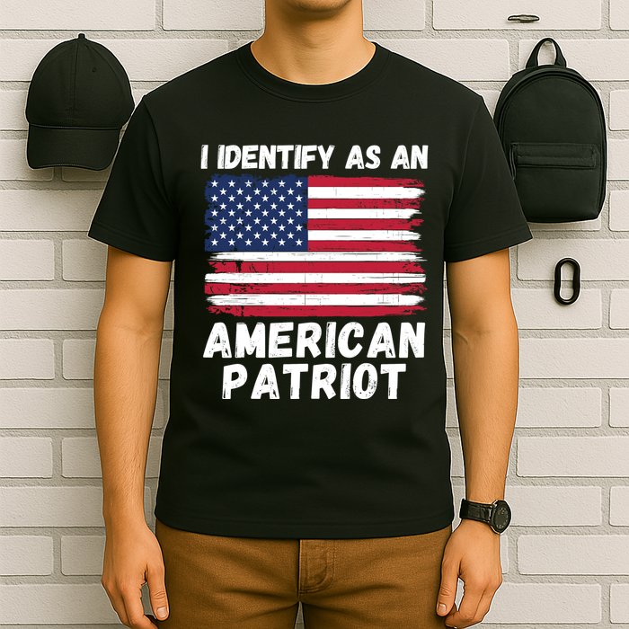 I Identify As An American Patriot 4th Of July USA Flag American My Pride Flag T-Shirt