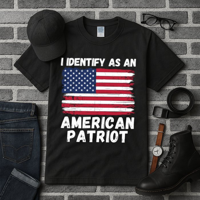 I Identify As An American Patriot 4th Of July USA Flag American My Pride Flag Tall T-Shirt