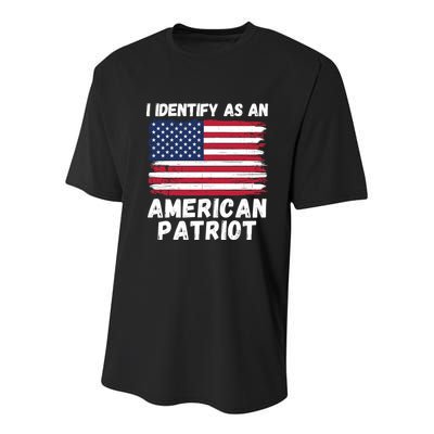 I Identify As An American Patriot 4th Of July USA Flag American My Pride Flag Youth Performance Sprint T-Shirt