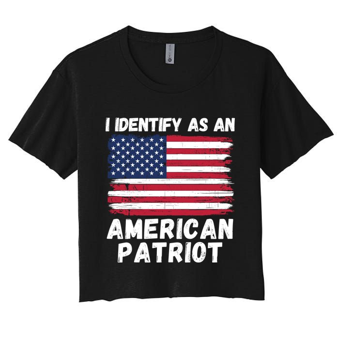 I Identify As An American Patriot 4th Of July USA Flag American My Pride Flag Crop Top
