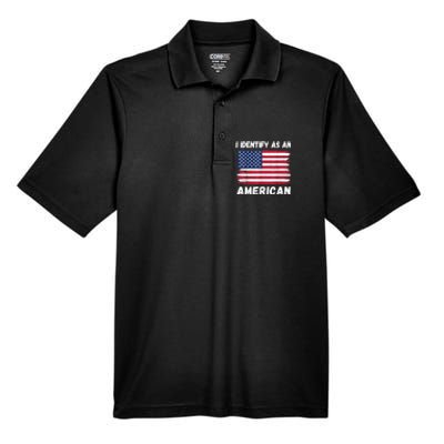 I Identify As An American 4th Of July Usa Flag No Politics Men's Origin Performance Pique Polo