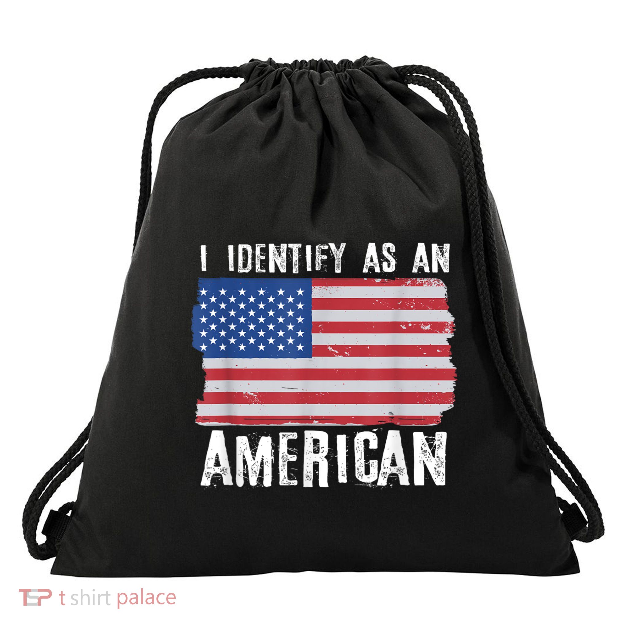 I Identify As An American Proud Us American Drawstring Bag