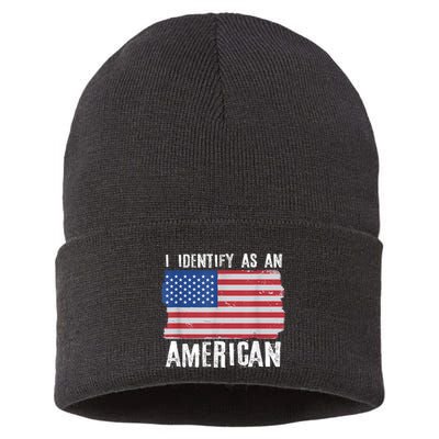 I Identify As An American Proud Us American Sustainable Knit Beanie