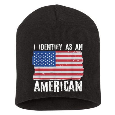 I Identify As An American Proud Us American Short Acrylic Beanie