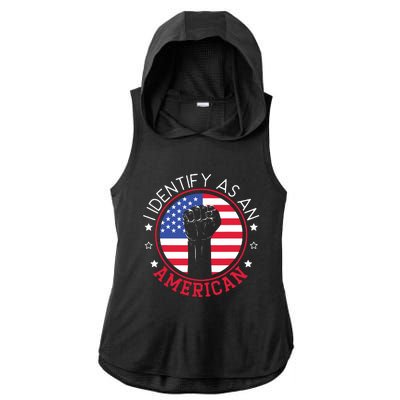 I Identify As An American USA Constitution Day Ladies PosiCharge Tri-Blend Wicking Draft Hoodie Tank