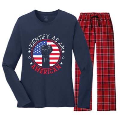 I Identify As An American USA Constitution Day Women's Long Sleeve Flannel Pajama Set 