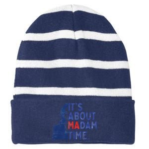 ItS Is About Madam Time Election 2024 Harris Funny Striped Beanie with Solid Band