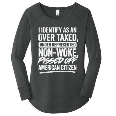 I Identify As An Over Taxed Under Represented Non Woke Bissed Off American Citiz Women's Perfect Tri Tunic Long Sleeve Shirt