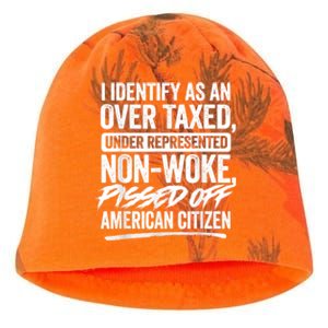 I Identify As An Over Taxed Under Represented Non Woke Bissed Off American Citiz Kati - Camo Knit Beanie