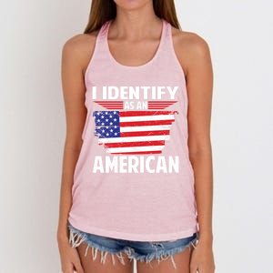 I Identify As An American Usa Flag No Identity Politics Meaningful Gift Women's Knotted Racerback Tank