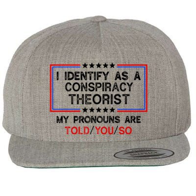 I Identify As A Conspiracy Theorist Pronouns Are Told You So Wool Snapback Cap