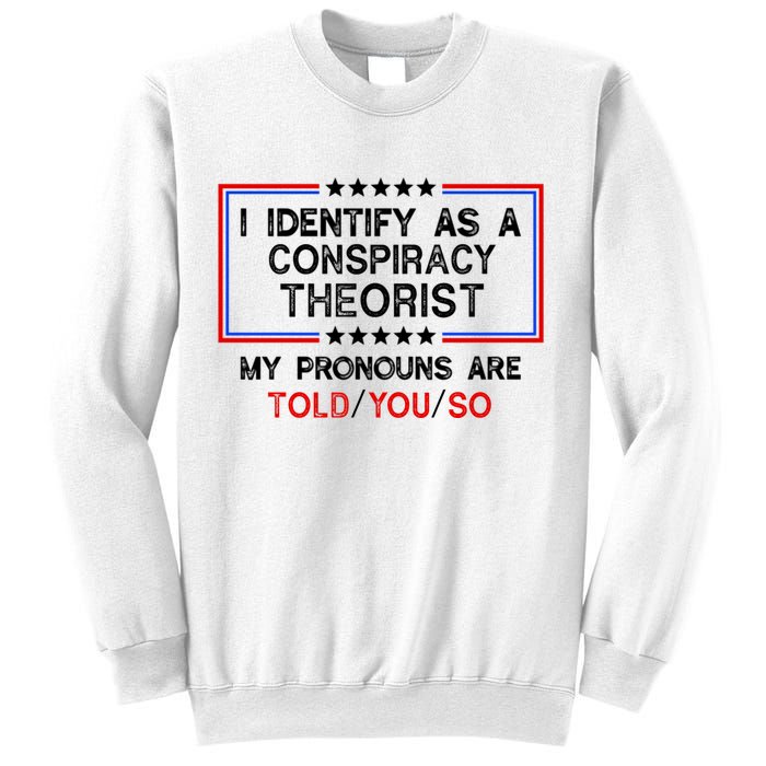 I Identify As A Conspiracy Theorist Pronouns Are Told You So Sweatshirt