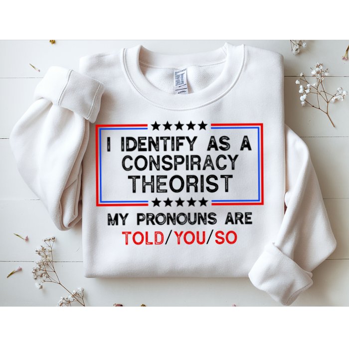I Identify As A Conspiracy Theorist Pronouns Are Told You So Sweatshirt