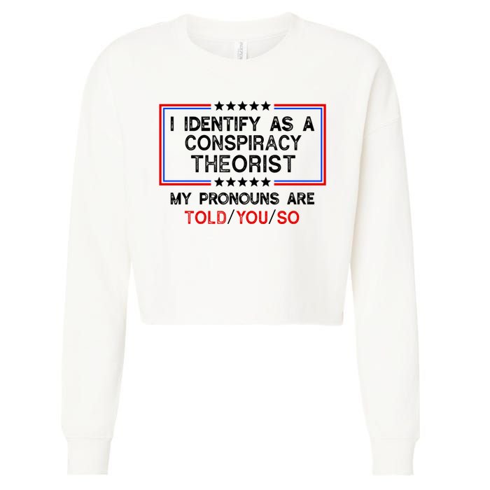 I Identify As A Conspiracy Theorist Pronouns Are Told You So Cropped Pullover Crew