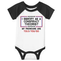 I Identify As A Conspiracy Theorist Pronouns Are Told You So Infant Baby Jersey Bodysuit
