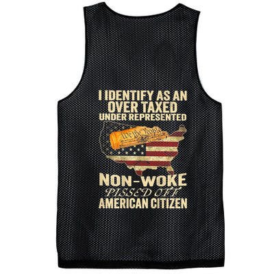 I Identify As An Over Taxed Under (On Back) Mesh Reversible Basketball Jersey Tank