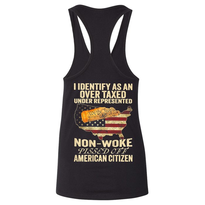 I Identify As An Over Taxed Under (On Back) Womens Tank Top