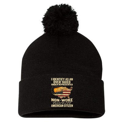 I Identify As An Over Taxed Under (On Back) Pom Pom 12in Knit Beanie