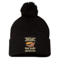 I Identify As An Over Taxed Under (On Back) Pom Pom 12in Knit Beanie