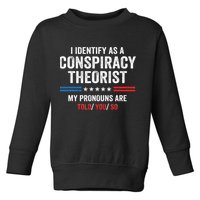 I Identify As A Conspiracy Theorist My Pronouns Are Told You Toddler Sweatshirt
