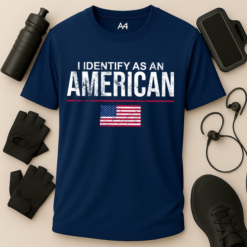 I Identify As An American USA FLAG Performance Shirt