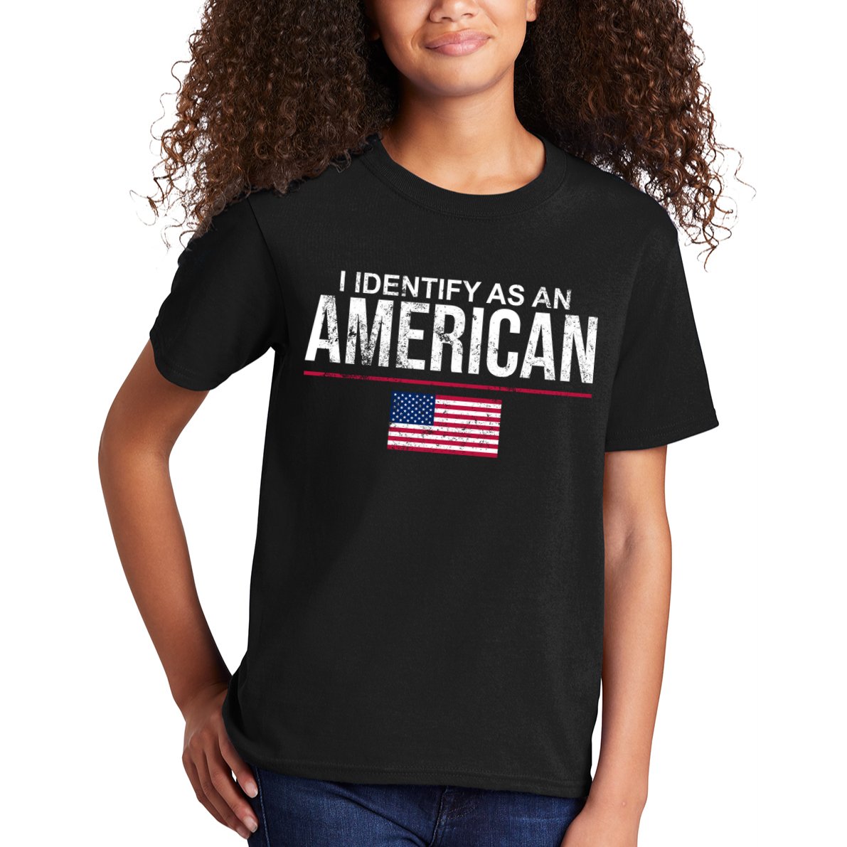 I Identify As An American USA FLAG Kids T-Shirt
