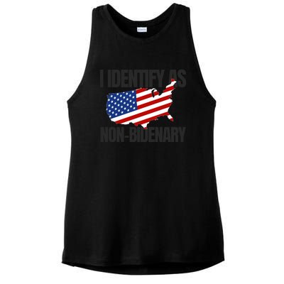 I Identify As Non Bidenary Ladies PosiCharge Tri-Blend Wicking Tank