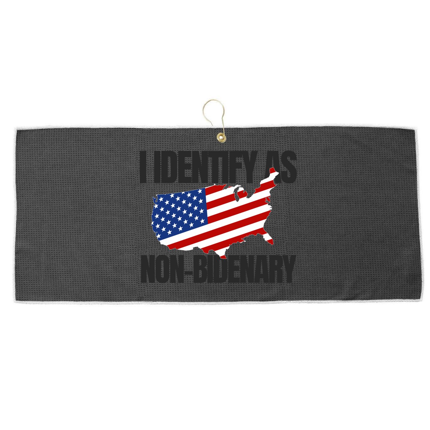 I Identify As Non Bidenary Large Microfiber Waffle Golf Towel