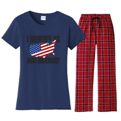 I Identify As Non Bidenary Women's Flannel Pajama Set