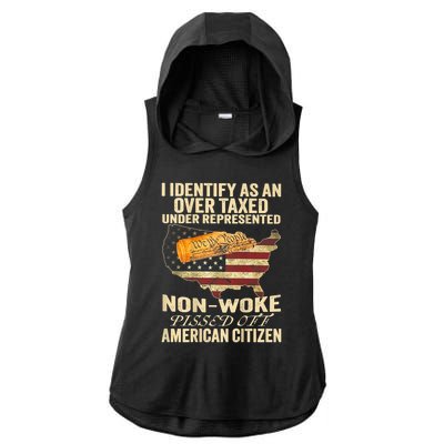 I Identify As An Over Taxed Under Ladies PosiCharge Tri-Blend Wicking Draft Hoodie Tank