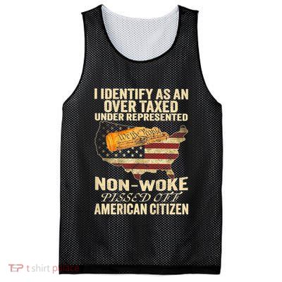 I Identify As An Over Taxed Under Mesh Reversible Basketball Jersey Tank