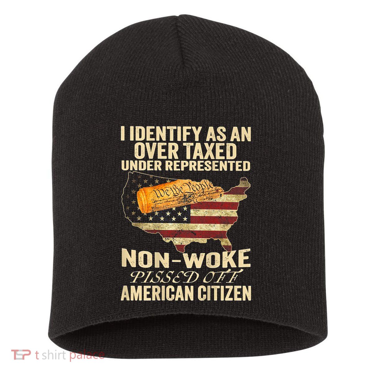 I Identify As An Over Taxed Under Short Acrylic Beanie