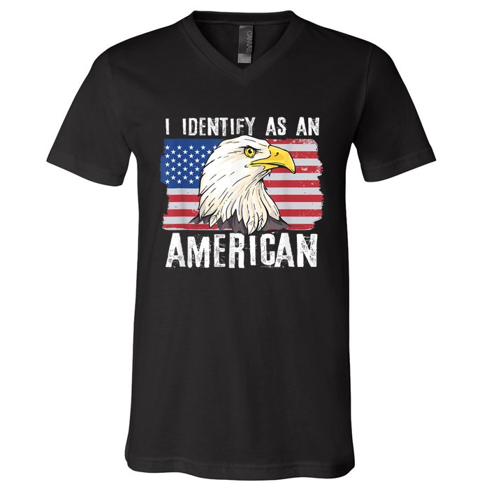 I Identify As An American Proud Us American V-Neck T-Shirt