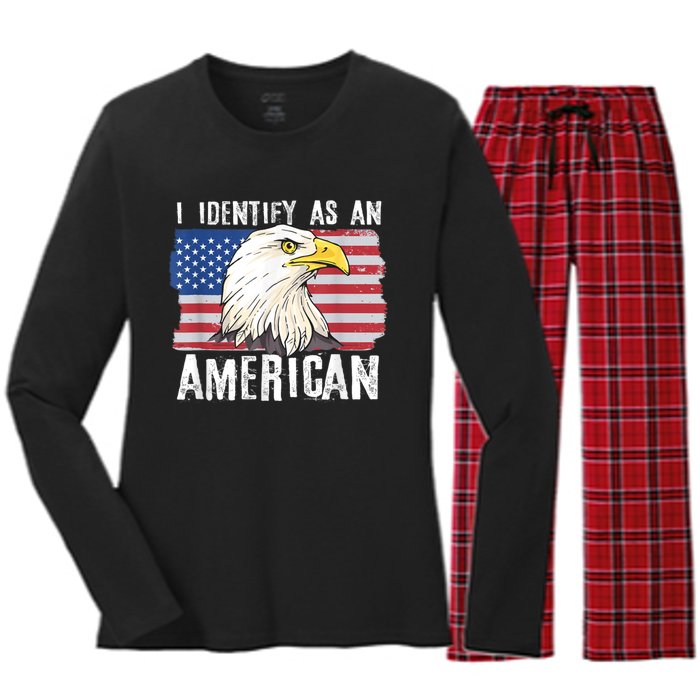 I Identify As An American Proud Us American Women's Long Sleeve Flannel Pajama Set 