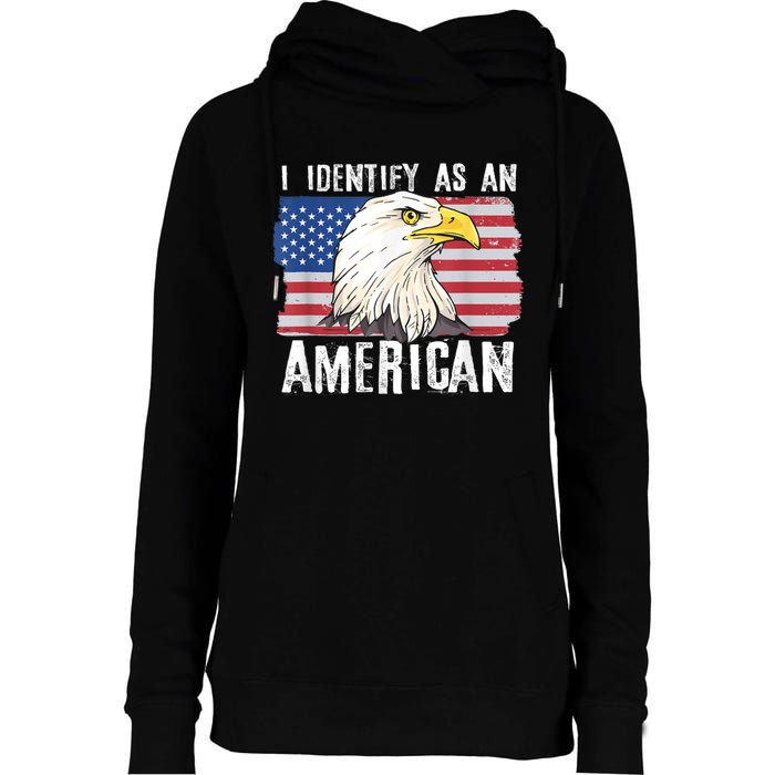 I Identify As An American Proud Us American Womens Funnel Neck Pullover Hood