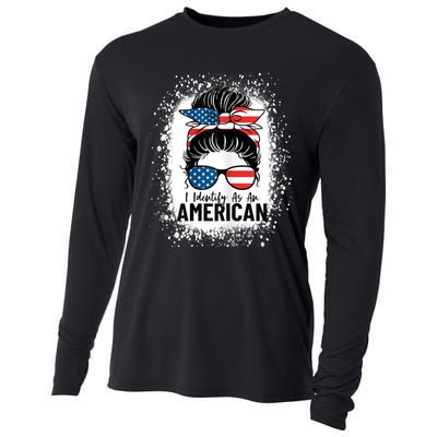 I Identify As An American Messy Bun Patriotic American Cooling Performance Long Sleeve Crew