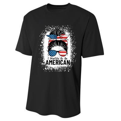 I Identify As An American Messy Bun Patriotic American Performance Sprint T-Shirt