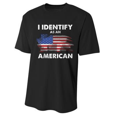 I Identify As An American Politics Us Flag Proud American Performance Sprint T-Shirt