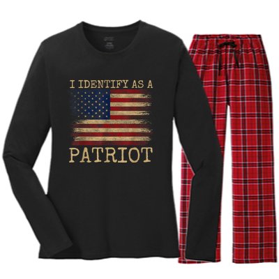 I Identify As A Patriot American Veterans & Patriotism Usa Women's Long Sleeve Flannel Pajama Set 