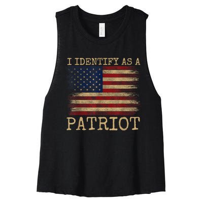 I Identify As A Patriot American Veterans & Patriotism Usa Women's Racerback Cropped Tank