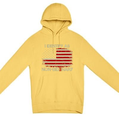 I Identify As Non Bidenary Anti Biden American Us Flag Premium Pullover Hoodie