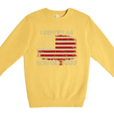 I Identify As Non Bidenary Anti Biden American Us Flag Premium Crewneck Sweatshirt