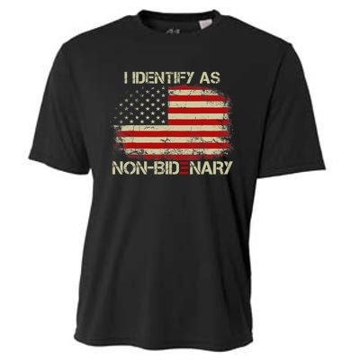 I Identify As Non Bidenary Anti Biden American Us Flag Cooling Performance Crew T-Shirt