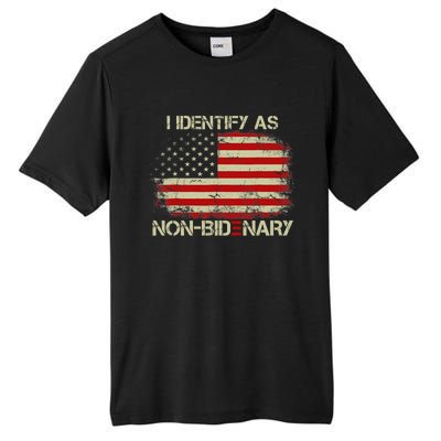 I Identify As Non Bidenary Anti Biden American Us Flag Tall Fusion ChromaSoft Performance T-Shirt