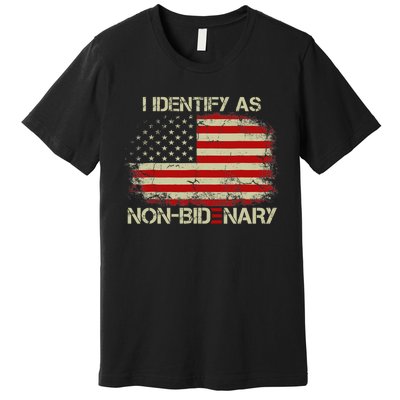 I Identify As Non Bidenary Anti Biden American Us Flag Premium T-Shirt